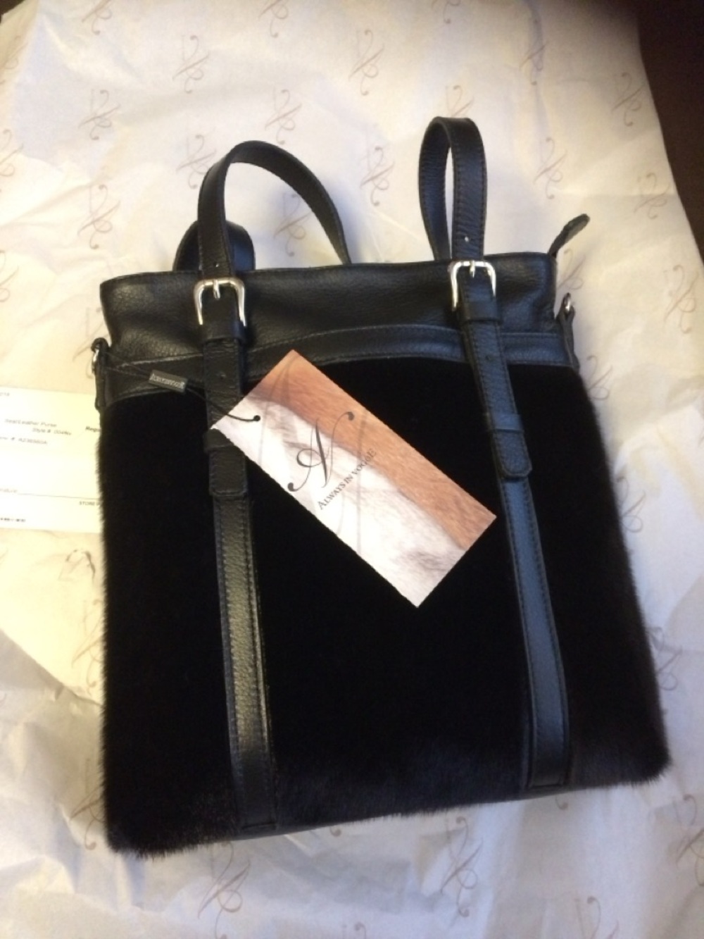 Black Seal Skin Leather Shoulder Bag